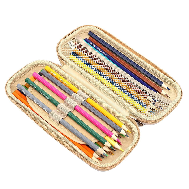 KAYOND Hard Pencil Case PC Hard shell case for executive fountain pen,ballpoint pen,stylus touch pen,Durable Students Stationery With Zipper (Golden) Golden