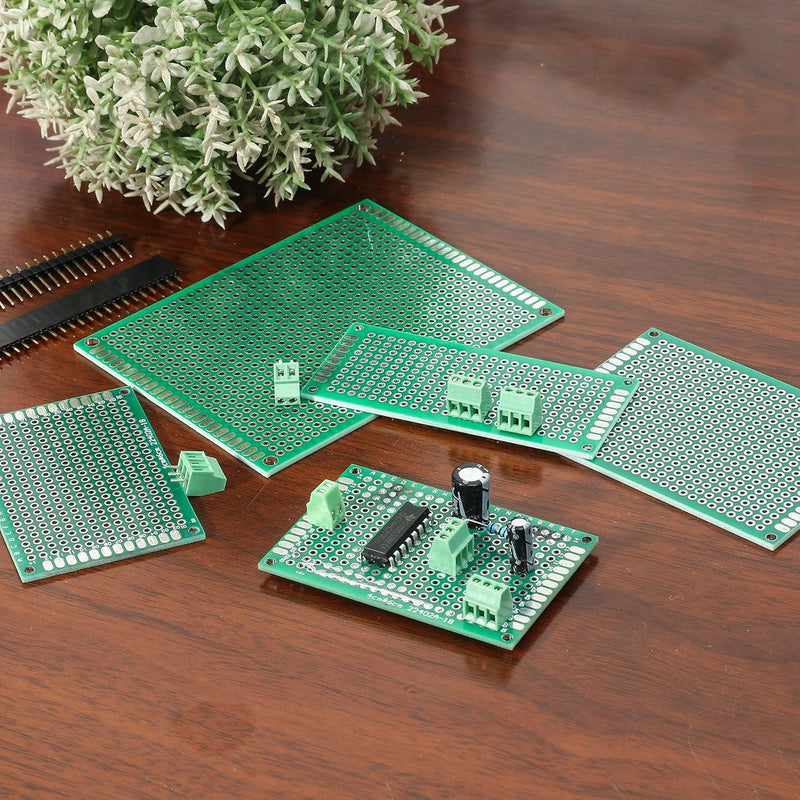 RUNCCI-YUN 82 Pieces PCB Board Kits Hole Grid Board Kit Double-Sided PCB Board PCB Board Prototype Double-Sided Circuit Boards for DIY Soldering, Compatible with Arduino Kit 19+24+25+14