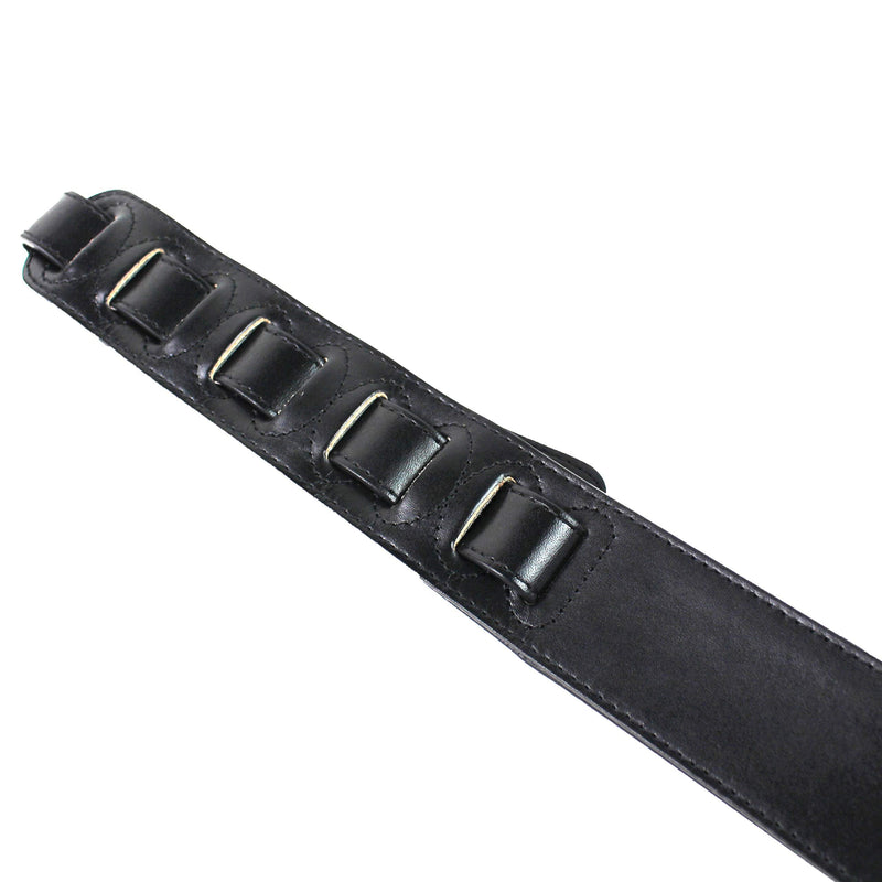 [AUSTRALIA] - Walker And Williams KB-24 Black & Ruby Red 2" Premium Carved Grain Leather Guitar Strap With Koi Fish Design For Acoustic, Electric, And Bass Guitars 