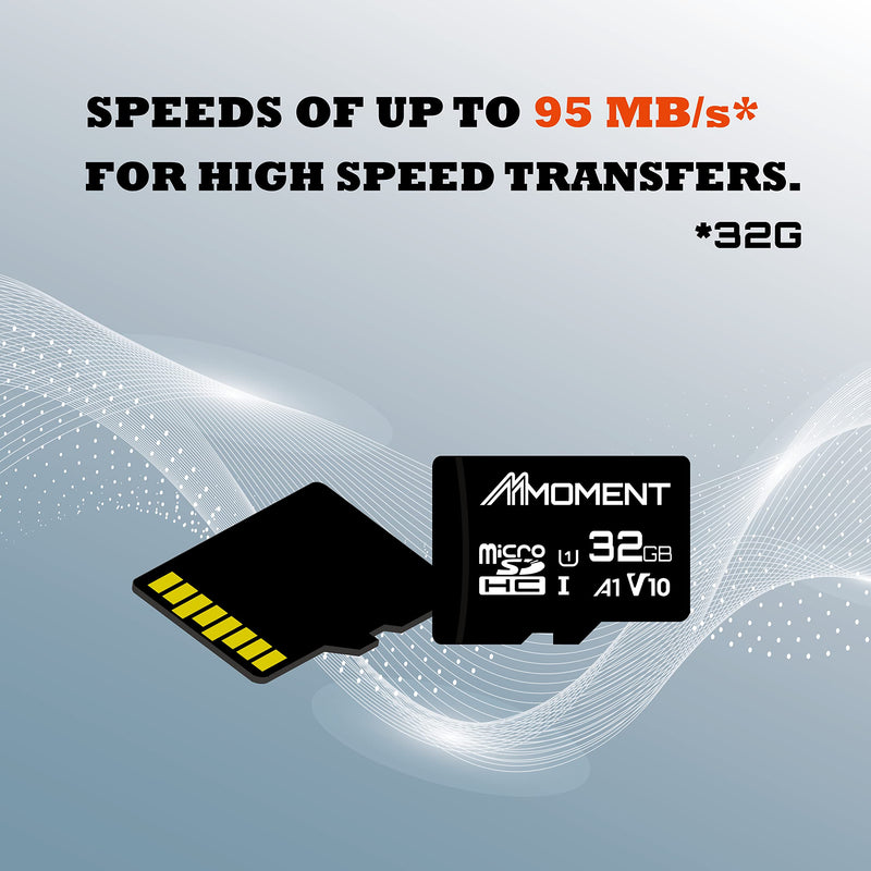 MMOMENT Micro SDHC Card, A1, UHS-I, U1, V10, Class 10 Compatible, Read Speed Up to 90 MB/s, SD Adapter Included (32GB, Black - A1, U1, V10) 32GB, Black - A1, U1, V10