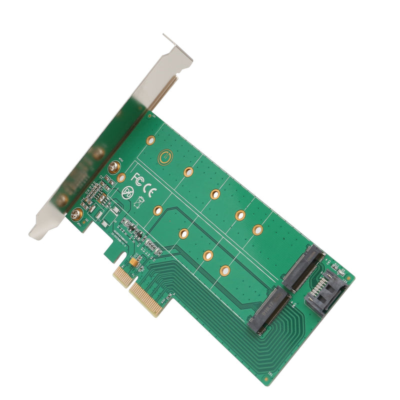 I/O Crest M2 SSD NVME M-Key to PCI-e 3.0 x4 Adapter Card and SATA B-Key M.2 to SATA Port convertor 22110 2280 2260 2242 2230 to with Low Profile Bracket - Dual M.2 PCIe Adapter M.2 M-Key & B-Key PCI-e