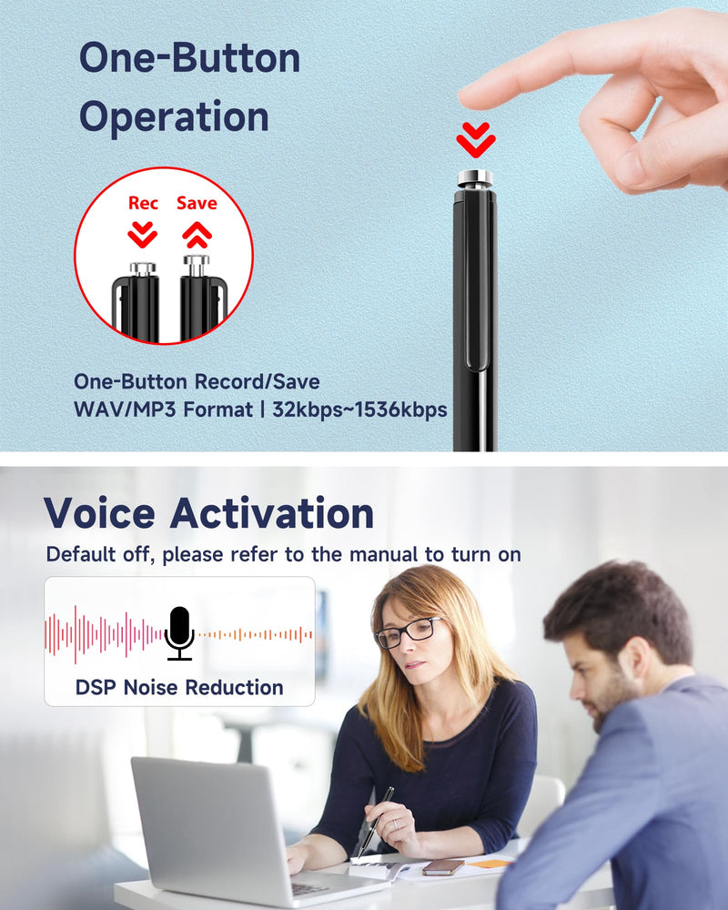 [AUSTRALIA] - 64GB Digital Voice Recorder - (4000 Hours) XIXITPY Voice Recorder with AI Noise Reduction, Voice Activated Recorder for Study Lecture Interview Course 64GB 