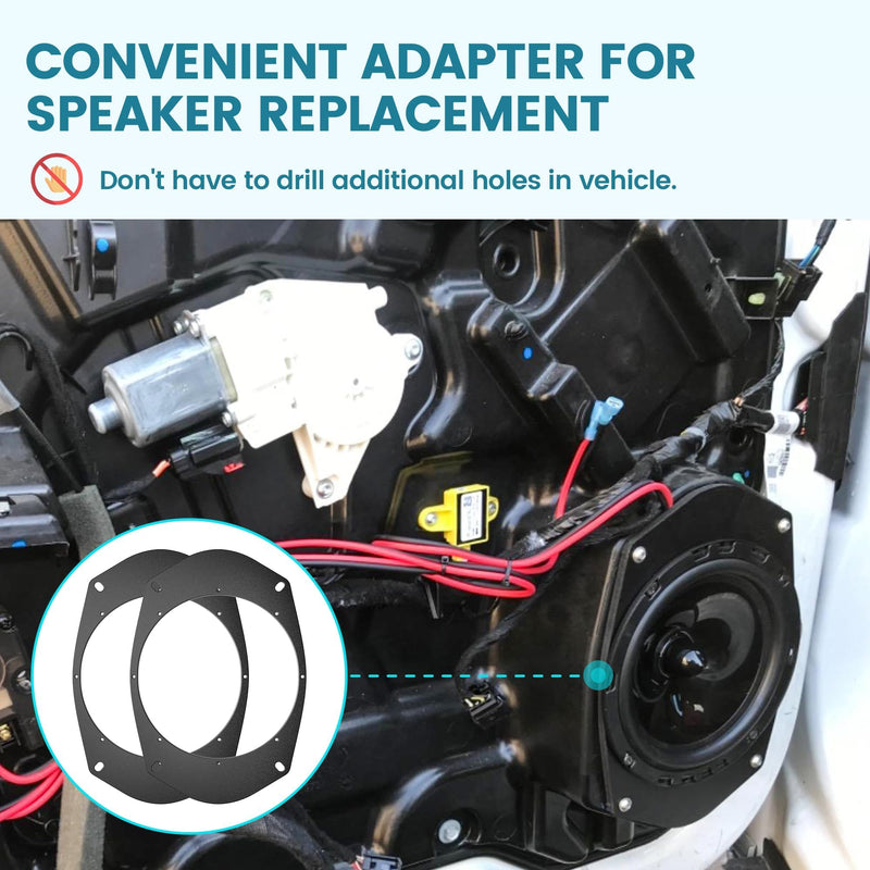6X9 to 6.5 inch Door Speaker Adapter for Select 1994-2014 Chrysler/Jeep/Dodge Vehicle Rear/Front Speaker, 6.5 inch Aftermarket Speaker Spacer Ring Installation Plate Converter, 1 Pair