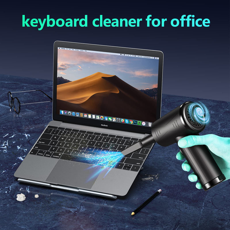 Compressed-air-duster-Keyboard-cleaner-200000 RPM Electric air dusters-Replace air can-no Canned air Duster-pc Cleaning-air Blower-Cordless air Duster for Computers-Compressed air 7600mAh Black