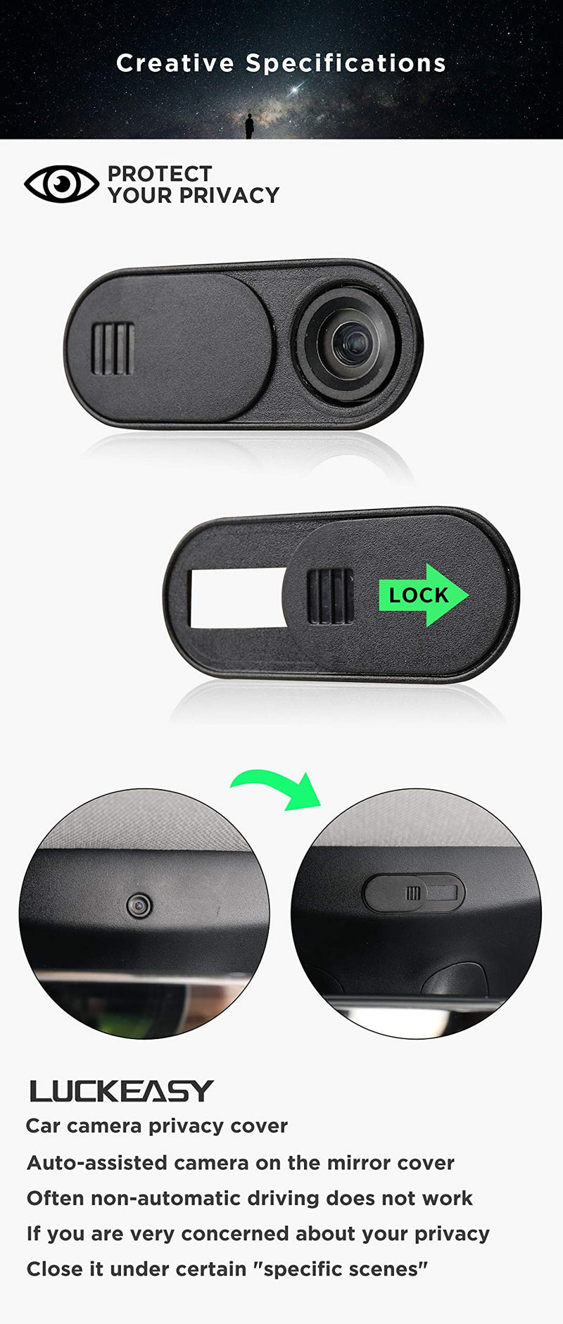 LUCKEASY Webcam Cover for Tesla Model 3 Car Camera Privacy Cover Tesla Model Y 2017-2023
