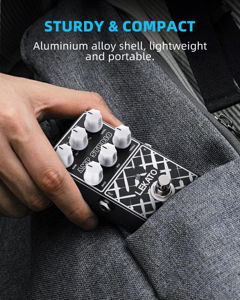 [AUSTRALIA] - LEKATO Amp Simulator Guitar Effect Pedal with True Bypass Clean to Overdrive for Electric Guitar Bypass (EP-01) Black Amp Simulator 