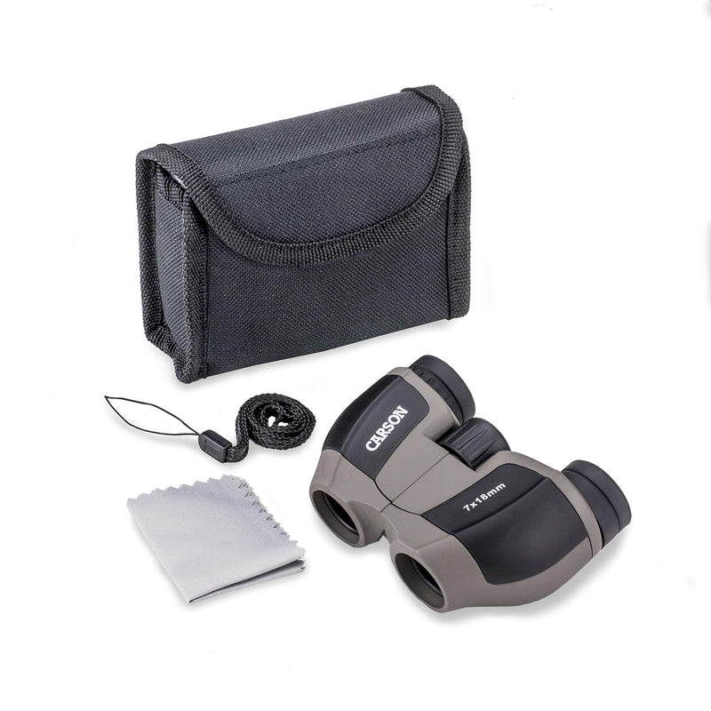 Carson MiniScout 7x18mm Ultra Compact Porro Prism Binoculars (JD-718), 1.5 H x 3.5 L x 2.75 W
