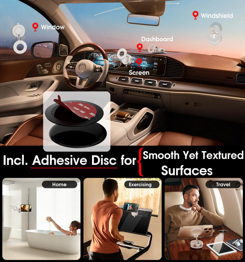 REOKILY Strong Magnetic Car Phone Holder for MagSafe Ultra Vacuum Suction Cup Phone Mount 360° Cell Phone Holders for Your Car Accessories for iPhone 16 15 14 13 12 Android White