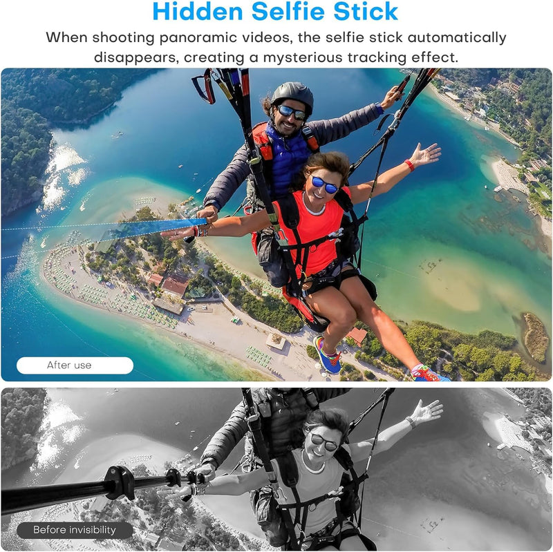 10.6-47.2 inches 1.2m Carbon Fiber Invisible Selfie Stick for Insta360 x4 Insta 360 x4 x3 x2 x Go 2 3 GoPro Hero 13 12 11 10 9 8 7 6 5 4 3 DJIN OSMO Action Camera Accessories (Gold) Gold