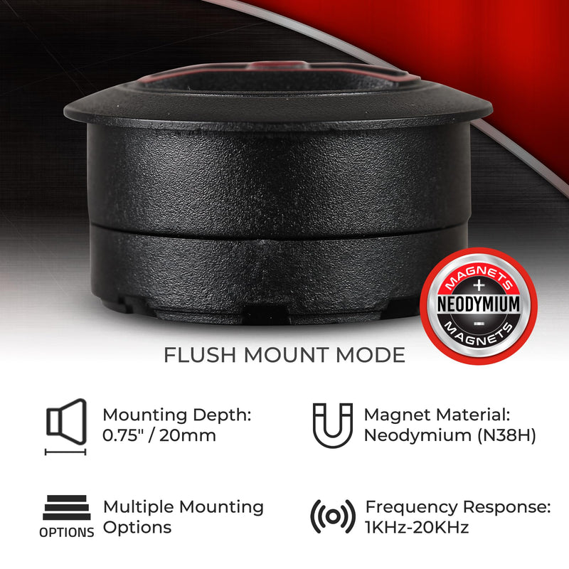 DS18 SQT1 1.3" Multi-Mount PEI Mini Dome Tweeter with 0.8" Voice Coil, Neodymium Magnet, Pair