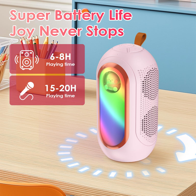 Mini Karaoke Machine for Kids & Adults with 2 Wireless Microphones Portable Karaoke Machine 2x5W Bluetooth Speaker Birthday Gift Toys Gifts for Kids Family Home Outdoor Party Pink