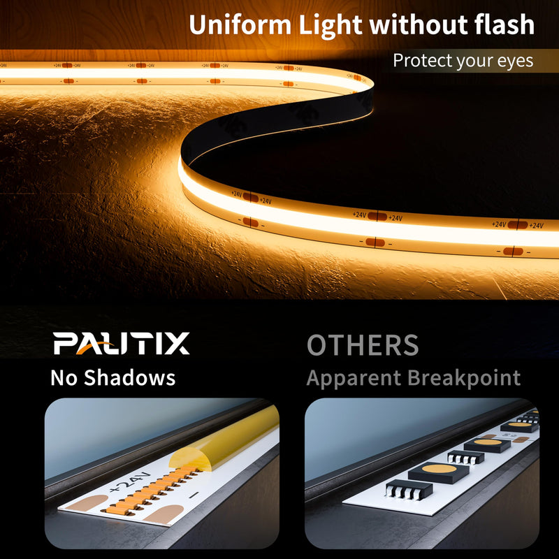 [AUSTRALIA] - PAUTIX COB LED Strip Light 32.8ft/10m 5040LEDs Warm White 2700K,High Lumen Flexible CRI93+ LED Tape Super Bright DC24V,for Cabinet Home DIY Lighting Projects(Power Supply & Controller Not Included) 2700K/32.8ft 