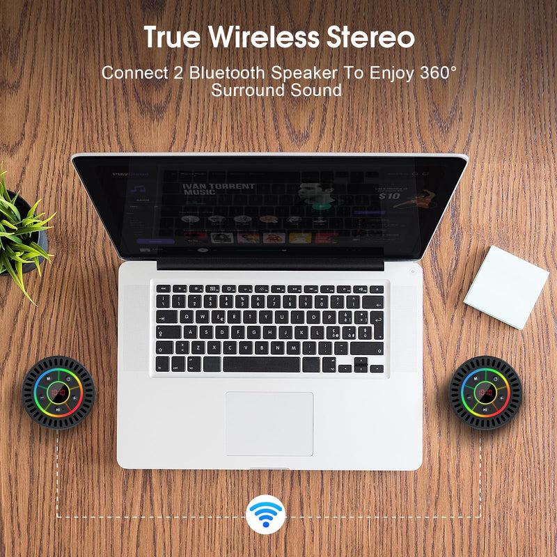 [AUSTRALIA] - Bluetooth Speaker, Shower Speaker IPX7 Waterproof, Speakers Bluetooth Wireless with Rich Bass, Portable Speaker with LED Light, Suction Cup,8H Playtime 
