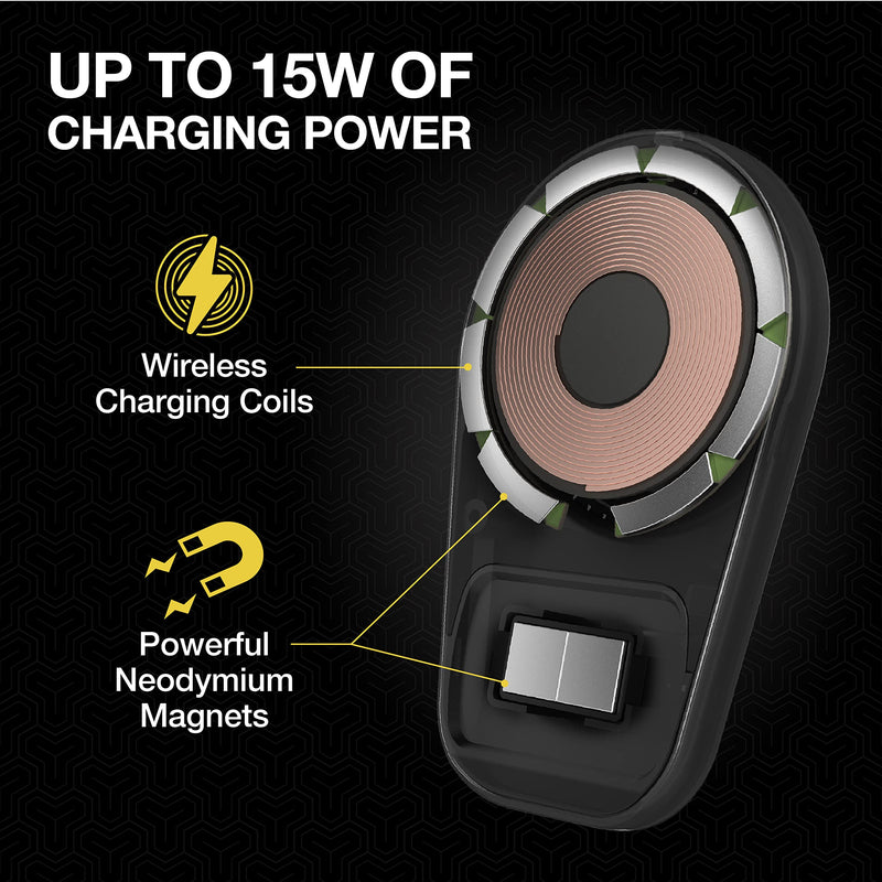 Scosche MQ5WDV-1 MagicMount Pro Charge5 Window/Dash/Vent 15W Magnetic, Qi-Certified, Wireless Charging Phone Mount, Cell Phone Holder for Car Compatible with MagSafe, iPhone, Galaxy and Qi Devices Window / Dash / Vent