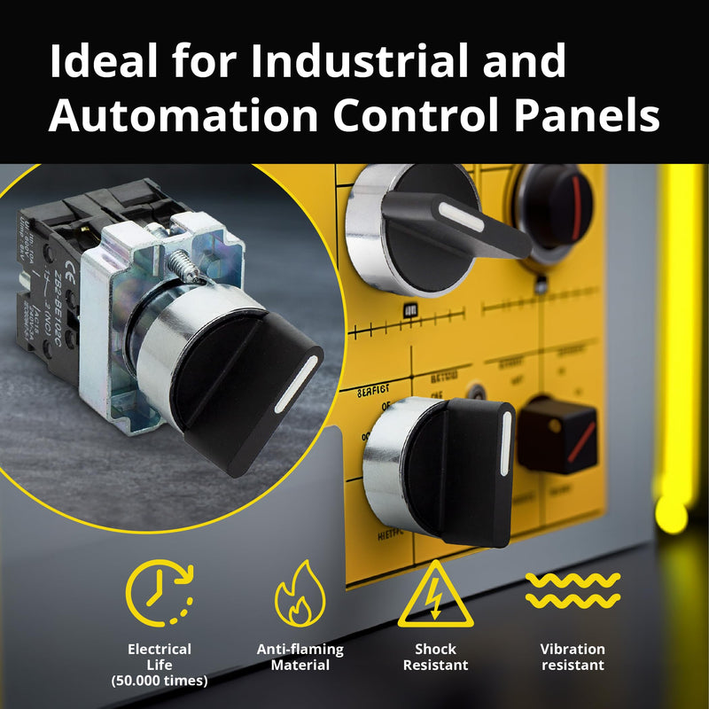 [AUSTRALIA] - Rotary Switch - 2-Position Selector Switch Maintained - 22mm Mounting Hole - Electric NO NC Latching - 220VAC Voltage and 10A Contact Current - (4 Pack) 4 Pack NO/NC 