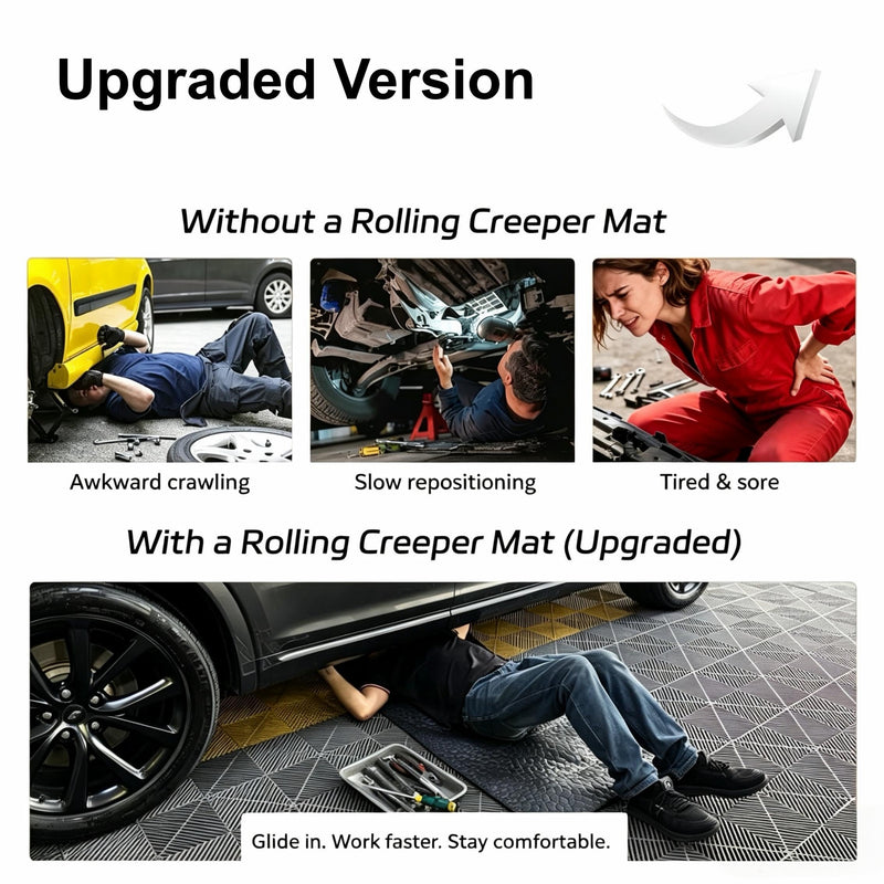 Upgraded Rolling Creeper Mat, 2.5Lbs Heavy-Duty Thick Reinforced | 4-Layer for Low Clearance, Foldable, Under Car Repair, Portable Storage Bag, Portable Mechanics Mat, Cool Gifts, 60"x28" 60"x28"