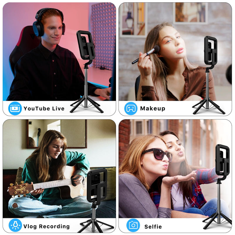 MYBAT PRO LED Selfie Light with Stand,8" LED Selfie Rectangular Light for Makeup/Live Stream,Dimmable LED Light with Tripod,Phone Holder&Wireless Remote Shutter for Photography/YouTube/Video Recording 8" LED Rectangular Light