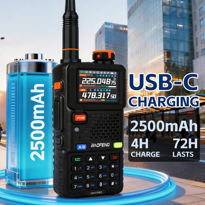 BAOFENG 5RH PRO 10W GPS APRS Ham Radio Hanheld Long Range Walkie Talkie with Earpiece 2P Full Kits