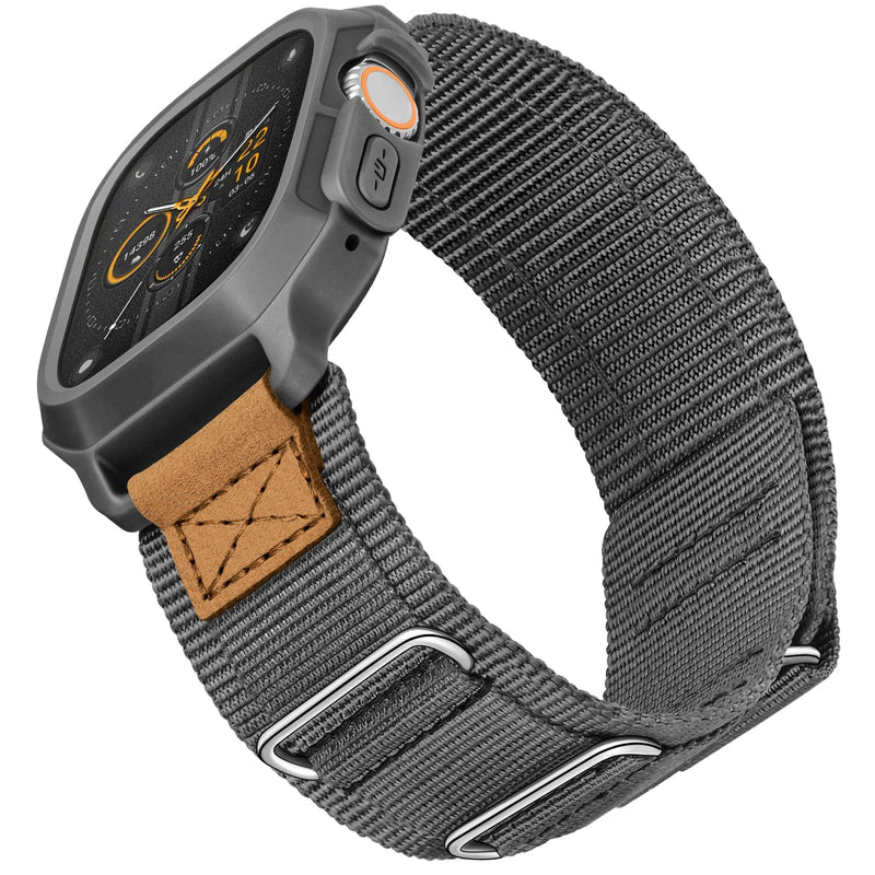 Bundle of the Rugged Nylon Velcro Apple Watch Ultra Band 49mm (BlackTags/Grey)