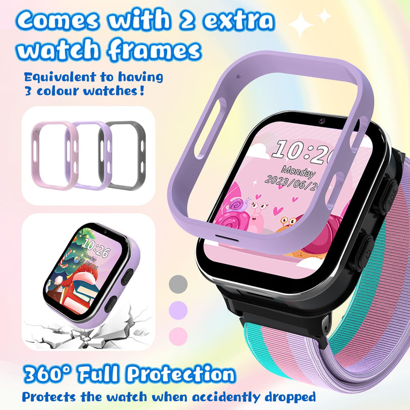 4G Kids Smart Watch, Smartwatch for Kids Phone Touch Screen, Educational Games Pedometer Fitness Alarm Calculator Clock Music Player, Suitable for Children Aged 4-10 Years Old, (Purple) Purple