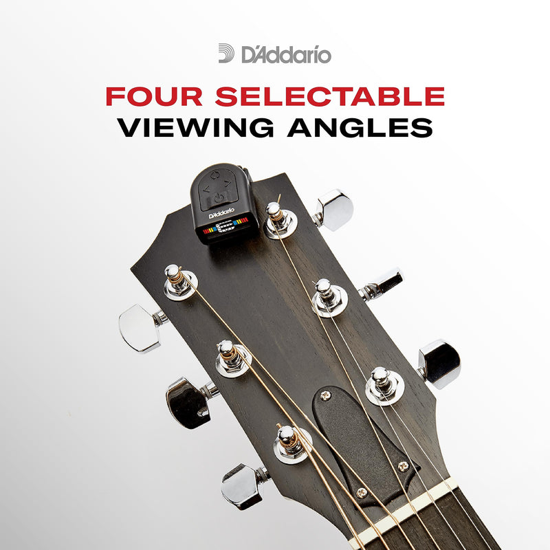 D'Addario Accessories Guitar Tuner - Micro Headstock Tuner - Tuner for Acoustic Guitar, Electric Guitar, Bass Guitar, Mandolin, Banjo, Ukelele - Compact & Discrete - Clip On - 1 Pack Single Pack Clip-On