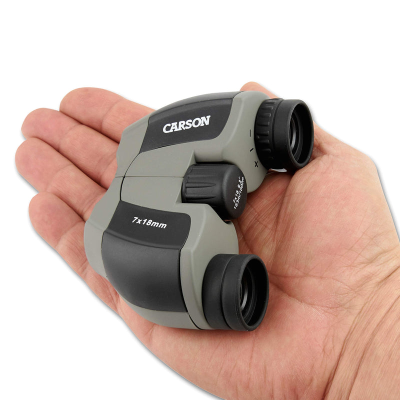 Carson MiniScout 7x18mm Ultra Compact Porro Prism Binoculars (JD-718), 1.5 H x 3.5 L x 2.75 W