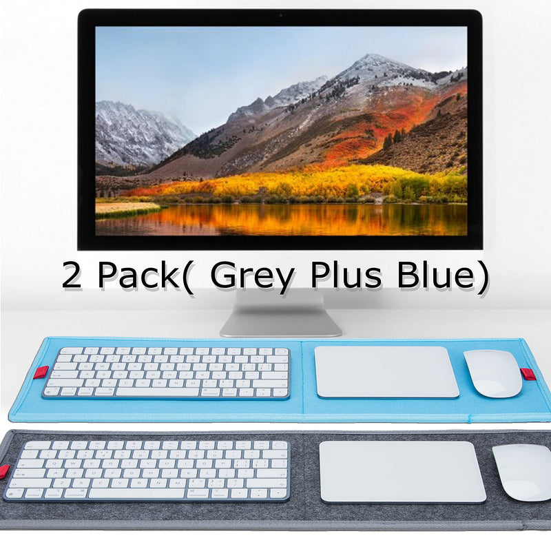 KISLANE 2 Pack Keyboard Mat Compatible with iMac Magic Keyboard, Magic Mouse, Magic Trackpad, 2 Pieces Mini Keyboard Mat for Easy Moving (Grey+Ice Blue) Grey+Ice Blue