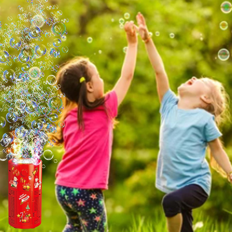 Fireworks Bubble Machine with 240ml Bubble Solution, Portable Automatic Bubble Machine with Lights and Closeable Music, Bubble Maker Toys for Kids Outside Activities Parties Wedding Christmas 1pcs