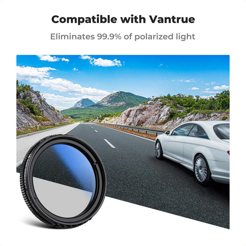 K&F Concept 40mm Ultra-Slim CPL Circular Polarizer Filter for Vantrue E1, E2, E3, E1 Lite, S1 Pro, N4 Pro N5 Dash Cam, Reduce Glare and Reflection, Enhance Contrast