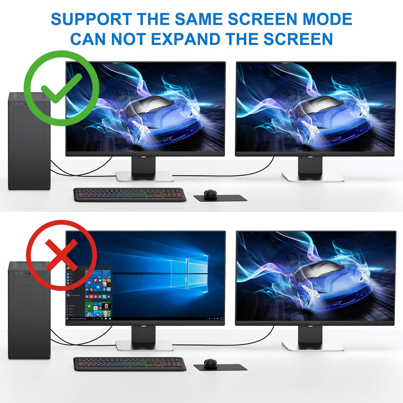 VGA Splitter Cable Dual VGA Monitor Y Cable 1 Male to 2 Female Adapter Converter Video Cable for Screen Duplication - Does NOT Show Separate Displays (No Screen Extension) 1FT VGA Y Cable (Black)