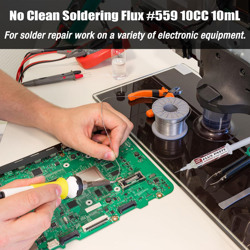 No Clean Soldering Flux 559 10CC 10mL Solder Fluxes Paste Syringe for Electronics 10 Milliliters with Needle Dispensing Tool (Pack of 1Pcs) 559-10CC-1pcs