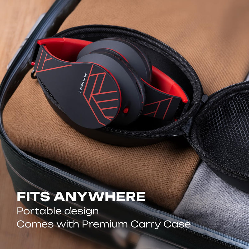 PowerLocus P2 Bundle - Wireless Headphones Over-Ear - 1pcs Black and 1pcs Black/Red