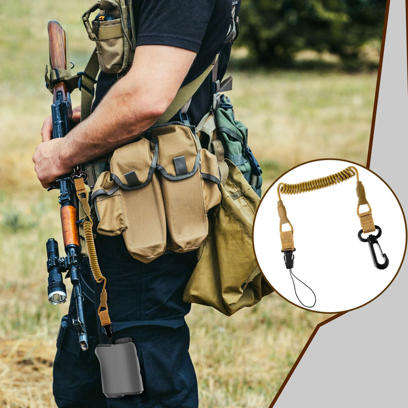 [AUSTRALIA] - Zonon 2 Pcs Rangefinder Tether Range Finder Tether Retractable Rangefinder Lanyard Coiled Equipment Lanyard for Hunting Khaki Small 