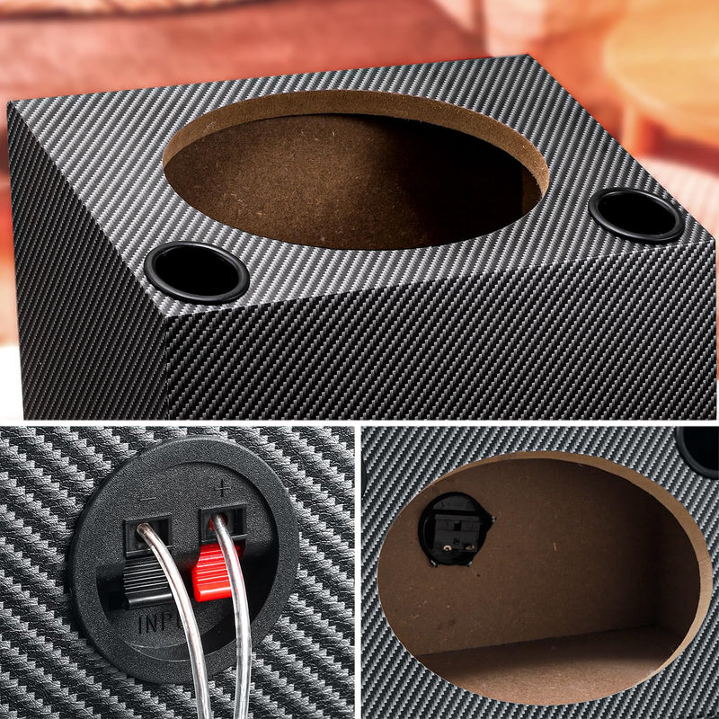 6" X 9" Speaker Enclosure, Trapezoidal Car Speaker Empty Enclosure for Home | w/Sound-Absorbing Cotton & Speaker Spikes Pad Mat, PVC Veneer Speaker Box Enclosure, Vehicle Sub Sound Supplies 6 x 9 Inch