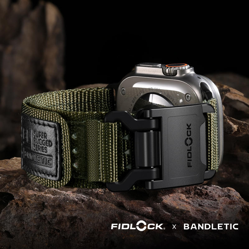 Bandletic Nylon Band Compatible with Apple Watch Ultra 3 2 49mm for Men | Tactical Straps with Magnetic FIDLOCK Hook Buckle for iWatch Series 11/10 46mm, 9/8/7 45mm, SE3/SE2/SE/6/5/4 44mm, 3/2/1 42mm Army Green L 49/46/45/44/42mm(series 3 2 1)