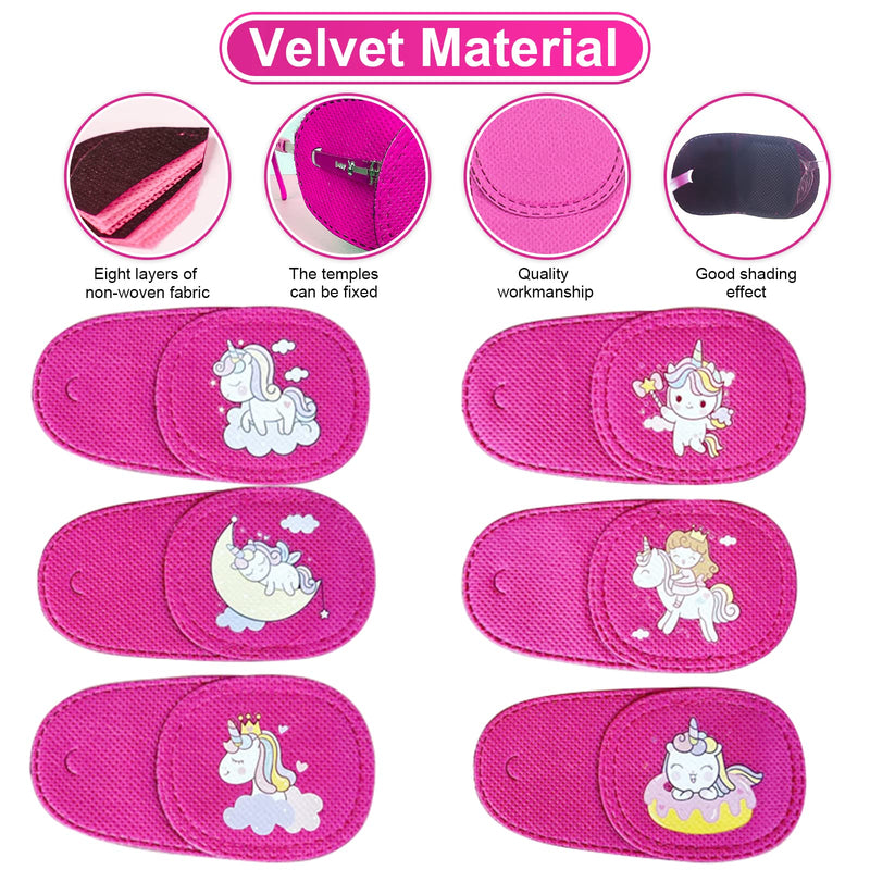 Eye Patches for Kids Girls Boys,6 Pcs Styles Eye Patch for Glasses Kids Reusable Eye Patch for Treating Lazy Eye Amblyopia Strabismus (Rright Eye, Pink Unicorn) Pink Right