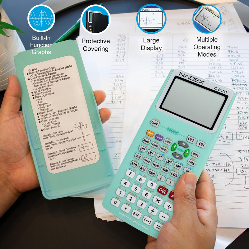 Scientific Calculator with Graph Functions for College and High School Students, Engineering, Advanced Mathematics, Calculus, Algebra, Geometery, Trigonometry, Statistics, Physics, Chemistry - Green Mint