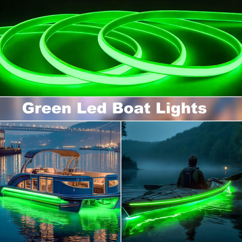 [AUSTRALIA] - SHUNLEE Led Boat Lights Green 40FT, IP67 COB Waterproof Marine Pontoon Led Lights, Boat Interior Strip Lights for Pontoon, Deck, Night Fishing, Kayak, RV, Bass (40FT-Green) 40FT-Green 