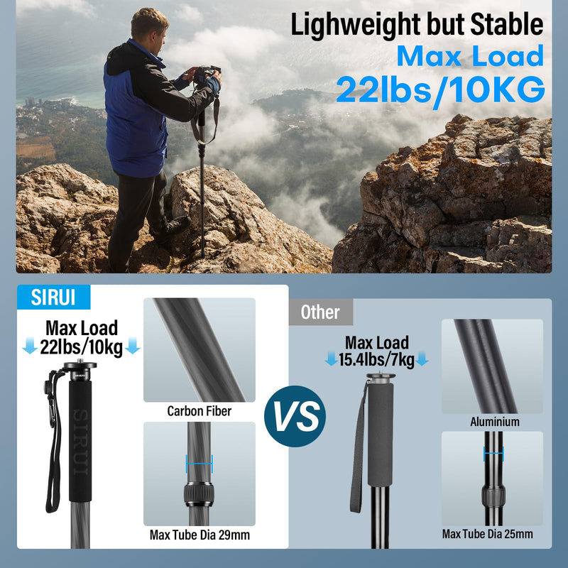 SIRUI Camera Monopod AM-MDP01, 65 inch Carbon Fiber Monopod Compact Lightweight for Travel, Max Load 22lbs/10kg