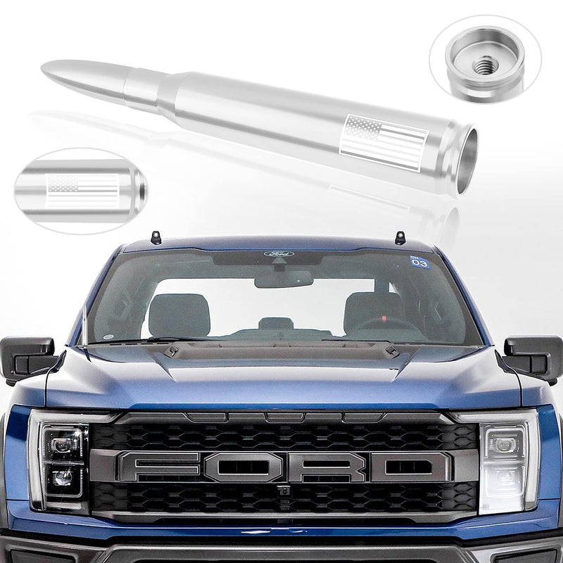 Car Bullet Antenna,Truck Exterior Decoration Accessories Car Vehicle Replacement Antenna Conpatible with Ford F150 RAM 1500 GMC Heavy Duty Pickup Trucks Accessories (New Upgrade Silver-U.S. Flag)… New Upgrade Silver-U.S. Flag