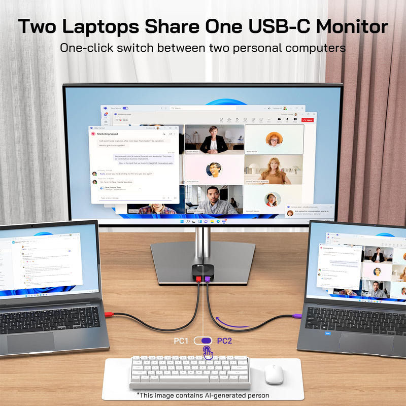 Caniifoto 20Gbps USB C Switch for 2 Computers, USBC Switcher,2 USB-C Cables | USB-C Switch, Support 8K@60Hz 4K@120Hz Video, 20Gbps Data Transfer, 140W Charging, Compatible with USB-C/Thunderbolt 4 Device