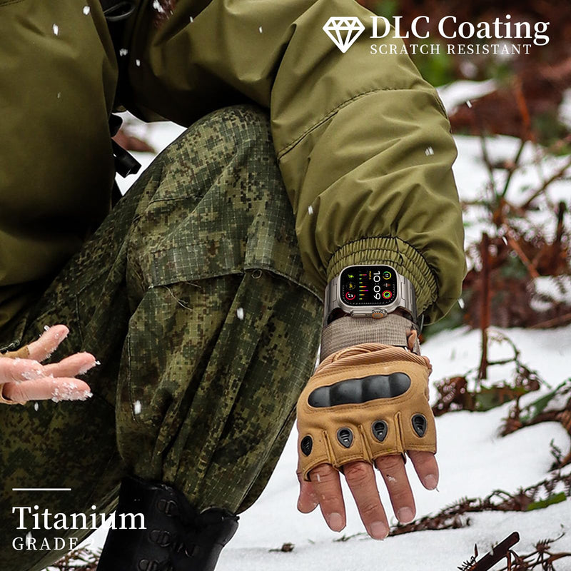 ACESTAR Full Titanium Band Compatible with Apple Watch Ultra 3/2/1 49mm/ Series 10 46mm, 26mm Wide Adjustable Links with Titanium Magnetic Clasp Connectors and DLC Coating 49mm/46mm/45mm/44mm Ti02 Pro Max/26mm Wide/Titanium