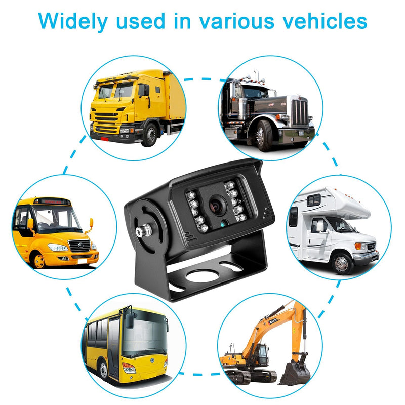 Bus Truck Vehicle Backup Cameras Wide View Angle cab cam Rearview Reverse Waterproof Night Vision 4 PIN Cam for Travel Trailer/Pickup/Van/RV Camper/Motor Home (12V,package not include extension cable) DL003