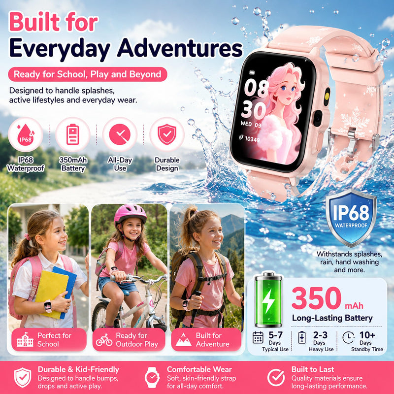 Smart Watch for Kids Boys Girls Age 5-12, Ai Functions Games HD Touch Screen Watches with Video Camera Music Player Pedometer Heart Rate Sleep Tracker Christmas Birthday Gifts for Boys