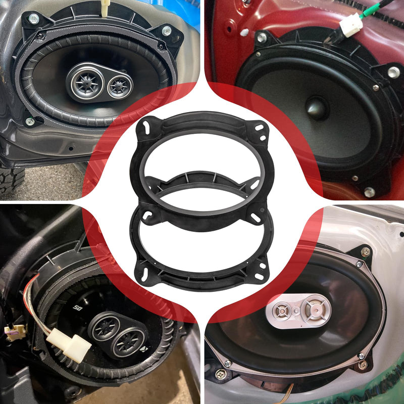 RED WOLF 6" x 9" Front Door Speaker Mount Adapter for 2004 Up Toyota 4Runner Avalon Highlander Tacoma Prius Sequoia Tundra Install 6 x 9” Aftermarket Audio Speaker Spacer Ring Bracket 2 PCS