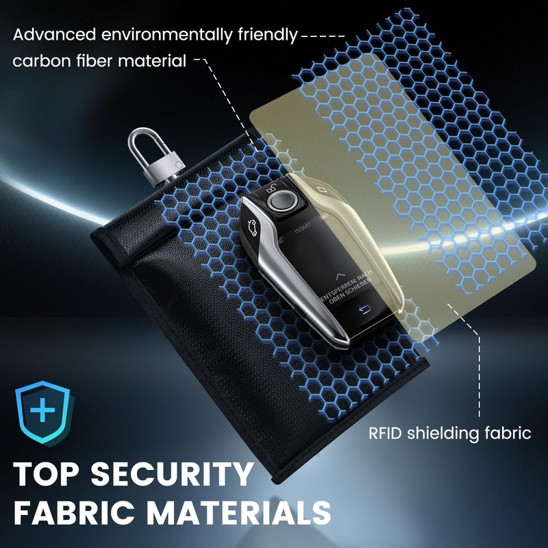 Faraday Key Fob Protector (2 PACK), Signal Blocking Car Key Faraday Case, RFID Card Faraday Bag, Keyless Entry Fob Faraday Cage, Anti theft Car Card Protection (S) S