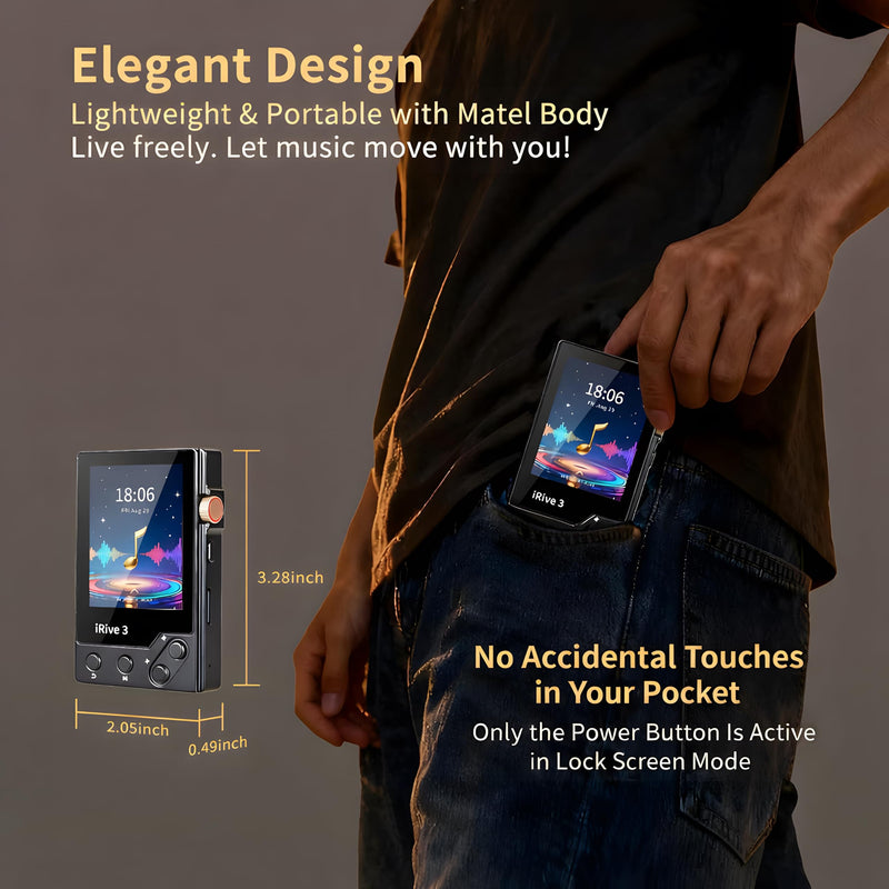 [AUSTRALIA] - iRive3 MP3 Player Clear HiFi Stereo Sound 32GB Bluetooth Music Player with FM Radio Voice Recorder Expandable up to 128GB 