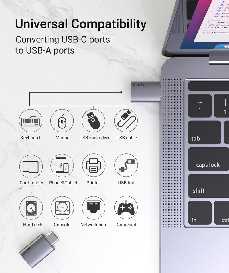Syntech USB C to USB Adapter (2 Pack), 10Gbps USB 3.2 Gen 2 Fit Side by Side, USB C Male to USB A 3.2 Female Adapter Compatible with iPhone 15 Pro Max/iPad/iMac/MacBook Pro and Thunderbolt 4/3 Devices