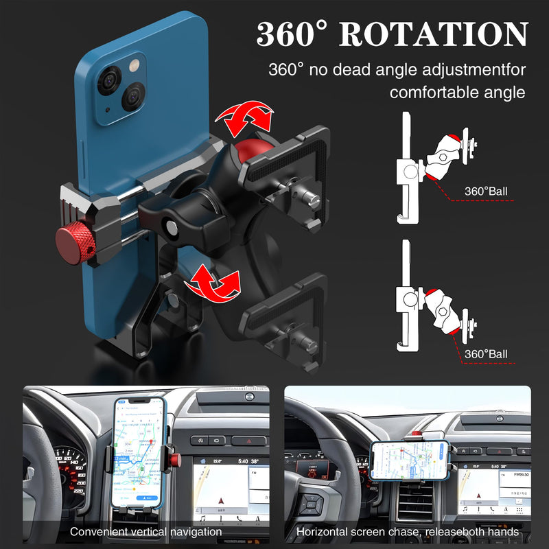 EASEORD Vent Phone Mount for Ford F-150 2015-2020 & Super Duty 2017-2021 | Expedition 2018-2021| 360 Rotation Aluminum F150 Vent Cell Phone Holder for All Smartphones,Custom Fit,Easy Install