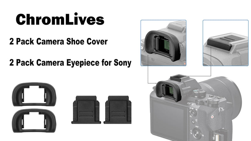 Updated Soft Silicone Camera Eyepiece Eyecup for Sony A7III A7II A9 A7S A99II A58 A7 A7R IV A7RIII A7SII, 2Pack Camera Hot Shoe Cover for Sony + 2Pack Camera Eye Cup Replacement for Sony EP-18